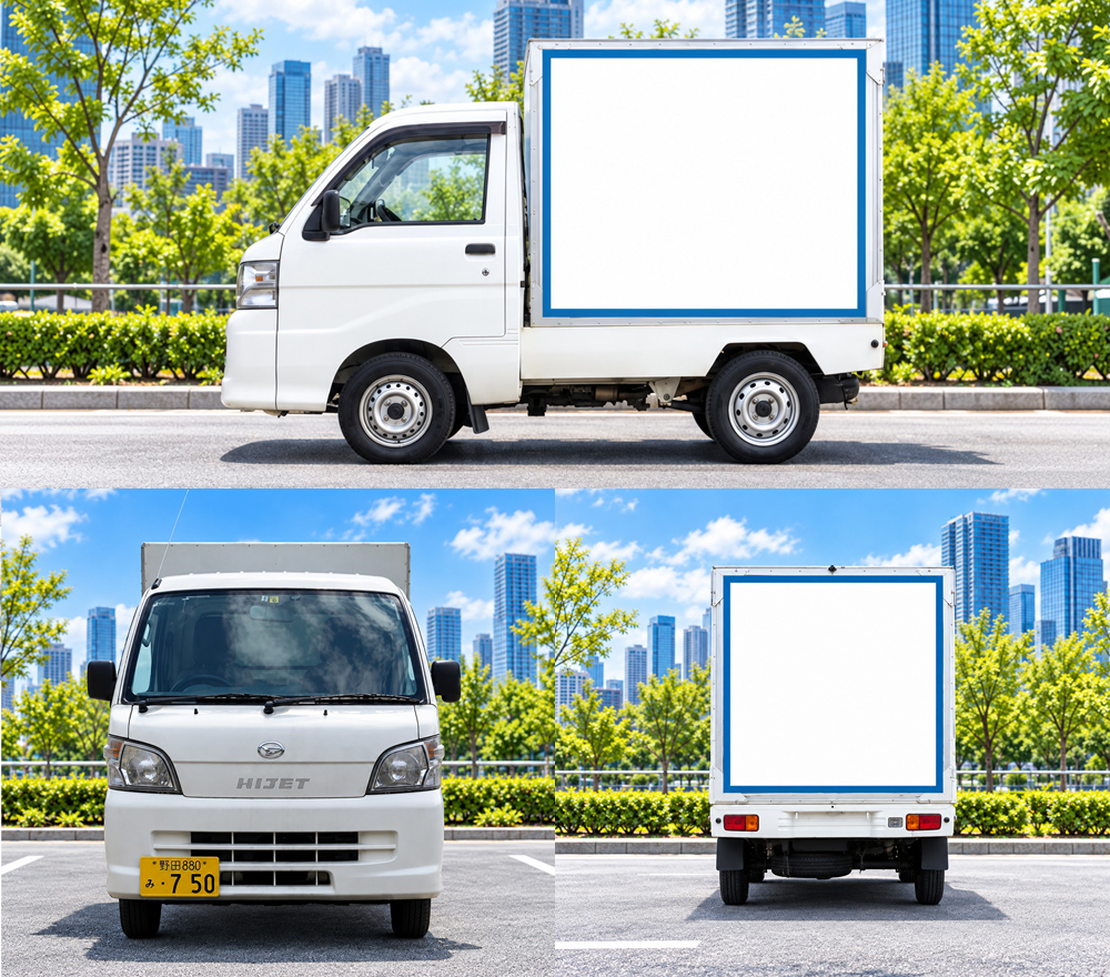 軽トラックの内照式アドトラック