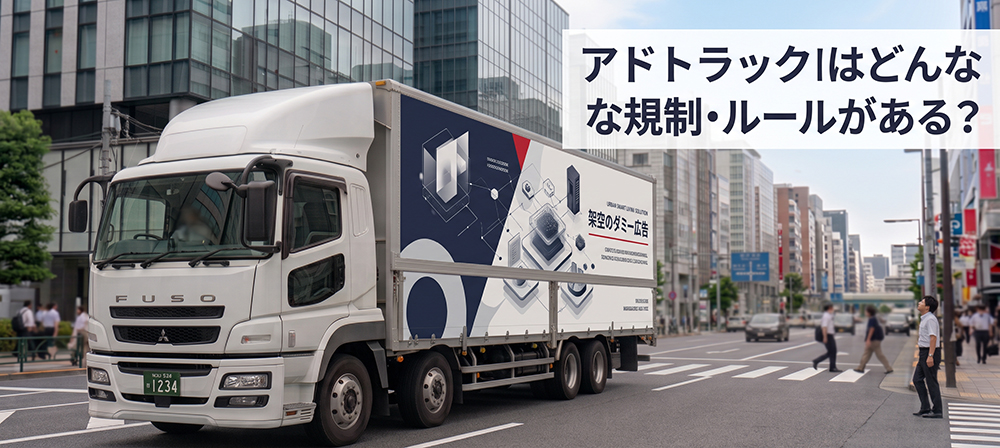 ダミー広告を掲載したアドトラックと運行ルールをイメージした画像